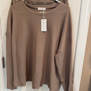 Fantastick Taupe Waffle Knit Top